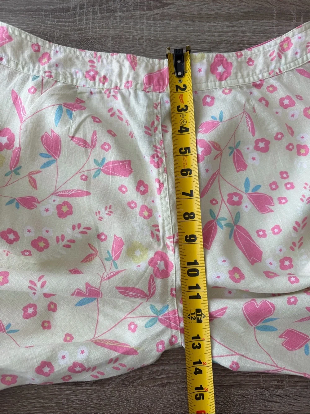 Sigrid Olsen Linen Pink Floral Crop Pants Size 12
